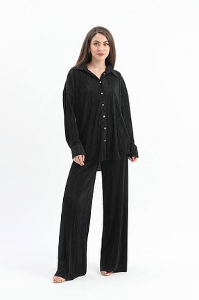 ست بالاتنه و پائین تنه مشکی زنانه بافتنی TUA MODA - کد 815032135