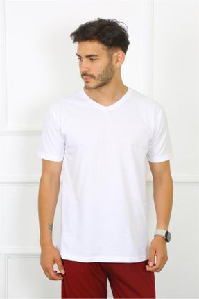 تی شرت سفید مردانه پنبه (نخی) کد 742280745