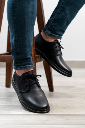 کفش کژوال مشکی مردانه چرم طبیعی پاشنه کوتاه ( 4 - 1 cm ) پاشنه ساده کد 750785360