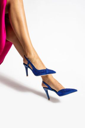 کفش پاشنه بلند کلاسیک آبی زنانه ساتن پاشنه نازک پاشنه متوسط ( 5 - 9 cm ) کد 795271925
