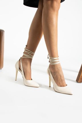 کفش پاشنه بلند کلاسیک بژ زنانه پاشنه نازک پاشنه بلند ( +10 cm) کد 806209916