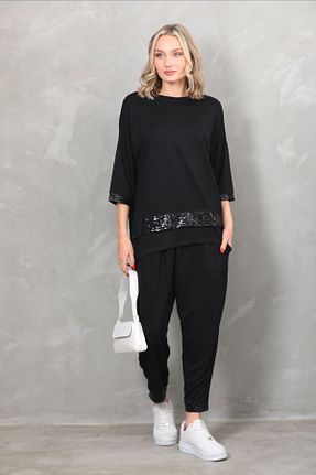 ست بالاتنه و پائین تنه مشکی زنانه بافتنی Butik Ayseba - کد 815232511