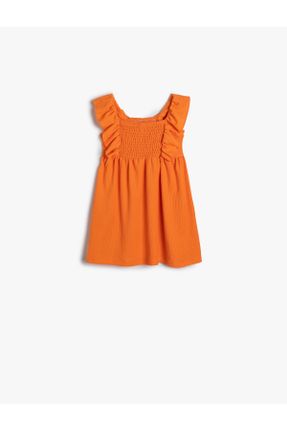 لباس نارنجی بچه گانه بافت رگولار بند دار کد 814360355