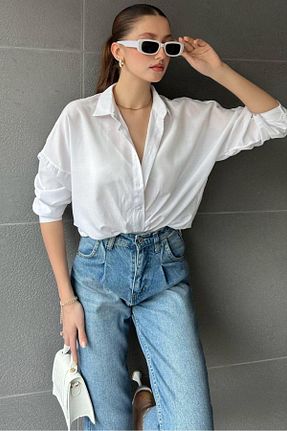 پیراهن سفید زنانه Relaxed ANBLYs COLLECTION - کد 814734491