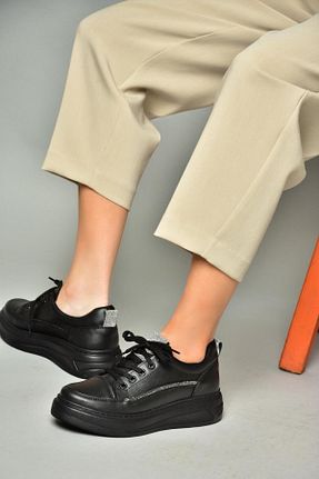کفش اسنیکر مشکی زنانه بند دار Fox Shoes - کد 815022235
