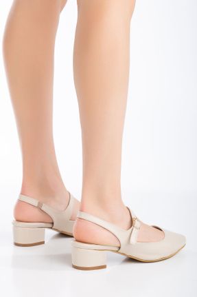 کفش پاشنه بلند کلاسیک بژ زنانه پاشنه ضخیم پاشنه کوتاه ( 4 - 1 cm ) چرم مصنوعی کد 815036654