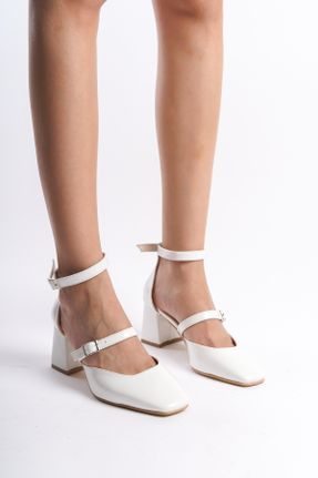 کفش پاشنه بلند کلاسیک سفید زنانه پاشنه متوسط ( 5 - 9 cm ) پاشنه ضخیم کد 815123954