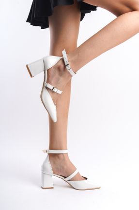 کفش پاشنه بلند کلاسیک سفید زنانه پاشنه متوسط ( 5 - 9 cm ) پاشنه ضخیم کد 815123954