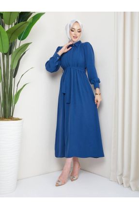 لباس آبی زنانه رگولار بافتنی پنبه - پلی استر کد 813675041