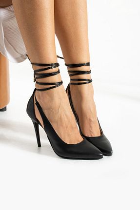 کفش پاشنه بلند کلاسیک مشکی زنانه پارچه Gökçe Shoes - کد 806207366