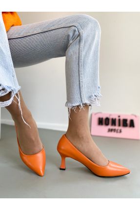 کفش پاشنه بلند کلاسیک نارنجی زنانه پاشنه کوتاه ( 4 - 1 cm ) پاشنه نازک کد 815232805