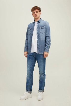 پیراهن آبی مردانه اسلیم فیت Jack & Jones - کد 815359311