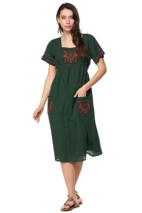 لباس سبز زنانه بافتنی رگولار آستین-کوتاه بیسیک کد 302681409