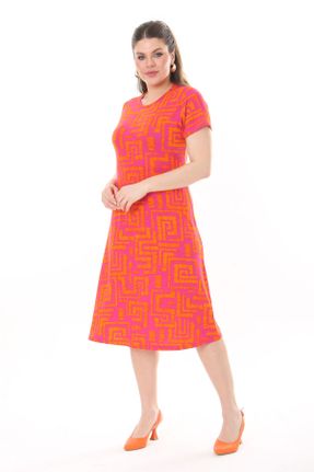 لباس نارنجی زنانه ویسکون سایز بزرگ بافت کد 815563215