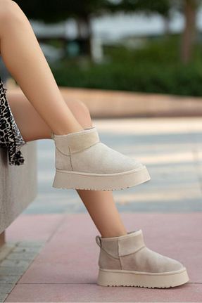 بوت / نیم بوت بژ زنانه چرم خالص Esilapark - کد 815373883