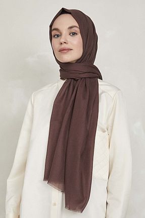 شال قهوه ای زنانه پنبه ای KALİLA - کد 75008182