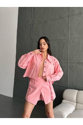 ست بالاتنه و پائین تنه صورتی زنانه بافتنی İgnites - کد 815574728