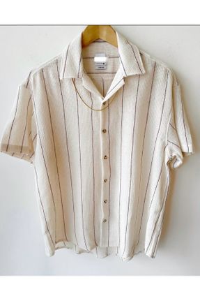 پیراهن سفید مردانه پنبه (نخی) یقه پیراهنی اورسایز کد 139976481