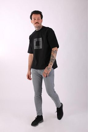 شلوار جین طوسی مردانه پاچه تنگ denimfield - کد 741459075