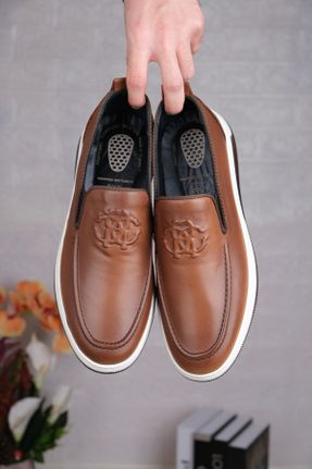 کفش لوفر قهوه ای مردانه چرم طبیعی پاشنه کوتاه ( 4 - 1 cm ) کد 815478630