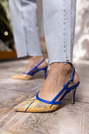 کفش پاشنه بلند کلاسیک آبی زنانه حصیری پاشنه نازک پاشنه متوسط ( 5 - 9 cm ) کد 815360033