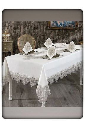 رومیزی بژ کتان ÇeyizHan - کد 815364557