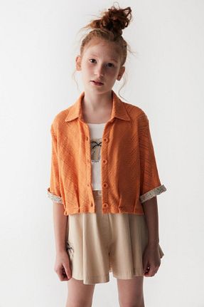 پیراهن نارنجی بچه گانه یقه پیراهنی Nk Kids - کد 815684686