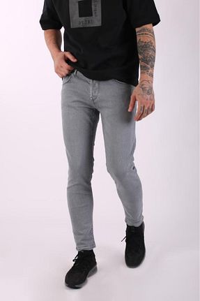 شلوار جین طوسی مردانه پاچه تنگ denimfield - کد 741459075