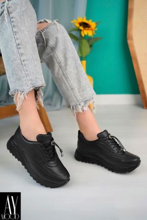 کفش کژوال مشکی زنانه چرم مصنوعی پاشنه کوتاه ( 4 - 1 cm ) پاشنه ساده کد 805005311