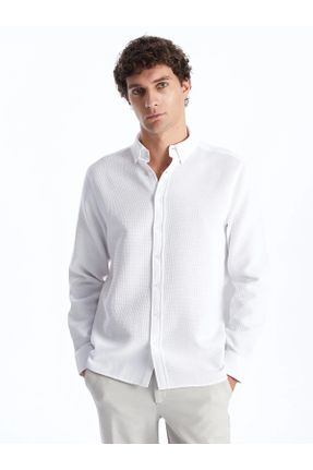 پیراهن سفید مردانه رگولار یقه پیراهنی پنبه - پلی استر کد 815668801