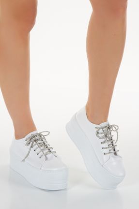کفش مجلسی سفید زنانه پارچه نساجی پاشنه متوسط ( 5 - 9 cm ) پاشنه پر کد 815676743