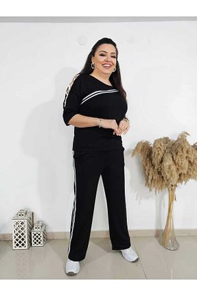 ست بالاتنه و پائین تنه سایز بزرگ مشکی زنانه فاق بلند Melis Designer - کد 815360575