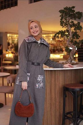 کلاه و ابایا طوسی زنانه بافتنی ESRA KEKÜLLÜOĞLU - کد 815366909