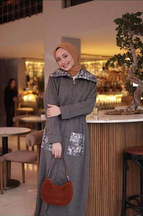 کلاه و ابایا طوسی زنانه بافتنی ESRA KEKÜLLÜOĞLU - کد 815366909