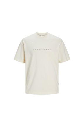تی شرت سفید مردانه رگولار یقه گرد تکی کد 815389628