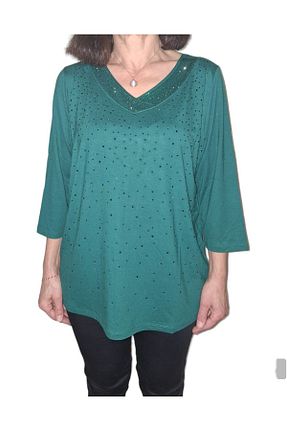 بلوز سایز بزرگ سبز زنانه مام فیت HaiModa - کد 815368215