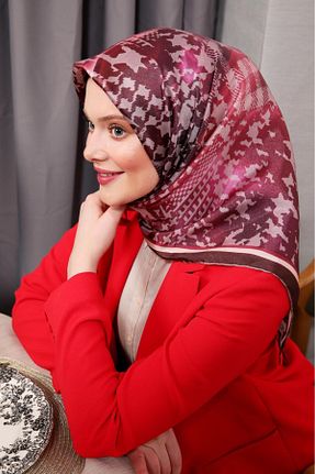 روسری زرشکی پلی استر Levidor - کد 799460396