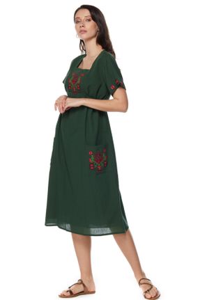 لباس سبز زنانه بافتنی رگولار آستین-کوتاه بیسیک کد 302681409