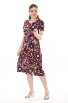 لباس سایز بزرگ بنفش زنانه ویسکون Madwilo - کد 815564011