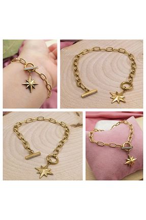 دستبند استیل (فولاد) طلائی زنانه استیل ضد زنگ RAHSHINE - کد 815687524