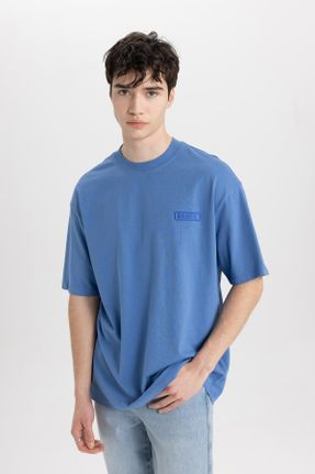 تی شرت آبی مردانه رگولار یقه گرد تکی کد 815701770
