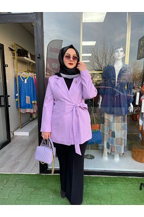 کت بلیزر بنفش زنانه کتان LOVELF - کد 815701558