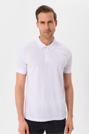 تی شرت سفید مردانه رگولار یقه پولو کد 706135229