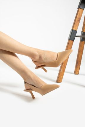 کفش پاشنه بلند کلاسیک بژ زنانه چرم مصنوعی پاشنه نازک پاشنه متوسط ( 5 - 9 cm ) کد 815871277