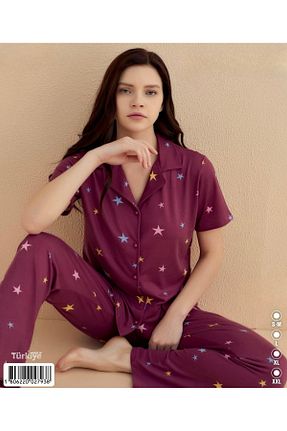 ست لباس راحتی زرشکی زنانه ویسکون İpek - کد 815917203