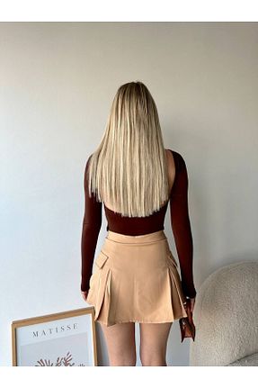 دامن بژ زنانه مخلوط پلی استر ÖZGESTORE - کد 815953437