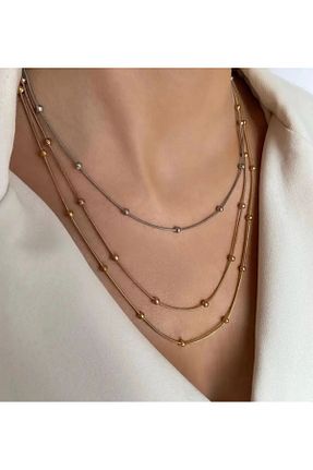 گردنبند استیل ( فولاد ) طلائی زنانه استیل (فولاد) kokoş hediyelik - کد 815958792
