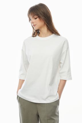 تی شرت سفید زنانه اورسایز تکی طراحی کد 815966647