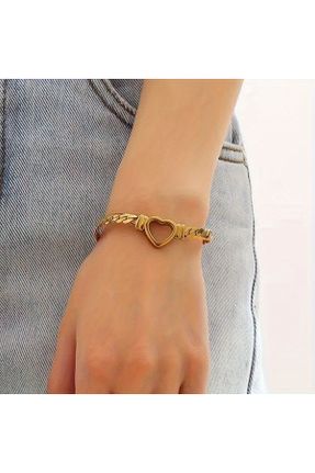 دستبند استیل طلائی زنانه فولاد ( استیل ) کد 816140463