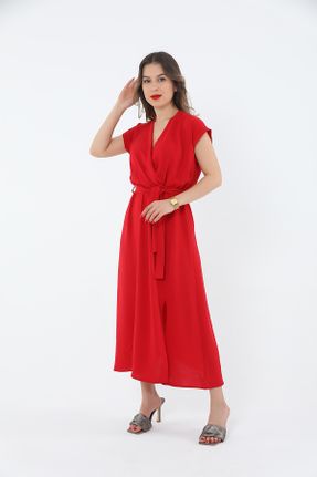 لباس قرمز زنانه بافتنی پلی استر رگولار کد 816138660